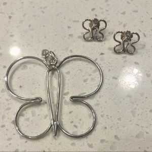 Authentic Tous Butterfly Earrings & Pendant Set